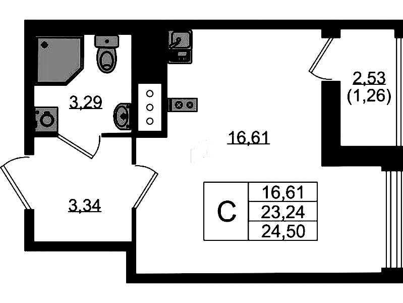 Квартира студия 24.5 м², 8/10 эт., ЖК «UP! Квартал Новый Московский»